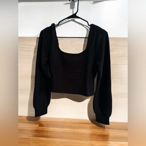 Band of the Free Ribbed Boho Black Top Crop NWT